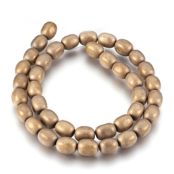 Antique Bronze Plated Electroplate Non-magnetic Synthetic Hematite Bead Strands, Frosted, Barrel, Antique Bronze Plated, 10~10.5x7~8mm, Hole: 1mm, about 39~40pcs/strand, 15.7 inch(40cm)