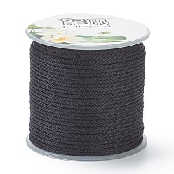 Черный Полиэстер плетеные шнуры, для изготовления ювелирных изделий из бисера, чёрные, 1.5 мм, около 21.87 ярдов (20 м) / рулон