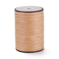 BurlyWood Hilo redondo de hilo de poliéster encerado, cordón de micro macramé, cuerda retorcida, para coser cuero, burlywood, 0.8 mm, aproximadamente 54.68 yardas (50 m) / rollo