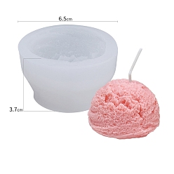 White DIY Candle Silicone Molds, for Candle Making, Food Grade Silicone, Half Round, White, 3.7x6.5cm