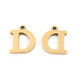 Letter D 201 encantos de acero inoxidable, alfabeto, letter.d, 8.5x7x1 mm, agujero: 1 mm