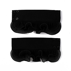 Negro 2 piezas sobremangas sin dedos de gasa, pulsera de cordón con botón de plástico para mujer, negro, diámetro interior: 2~2-3/8 pulgada (5.2~6 cm)