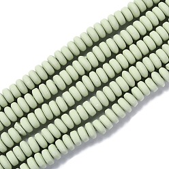 Verde Pálido Hechos a mano de los granos de la arcilla del polímero hebras, para suministros de manualidades de joyería diy, plano y redondo, verde pálido, 6~7x3 mm, agujero: 1.5 mm, sobre 113~116 unidades / cadena, 15.55 pulgada ~ 16.14 pulgada (39.5~41 cm)