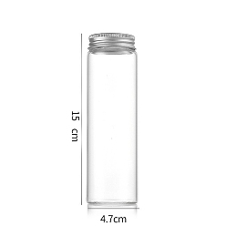 Серебро Колонна стеклянная винтовая верхняя трубка для хранения шариков, прозрачные стеклянные бутылки с алюминиевыми губками, серебряные, 4.7x15 см, емкость: 200 мл (6.76 жидких унций)