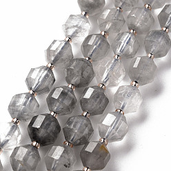 Other Quartz Natural Gray Quartz Beads Strands, Barrel, Faceted, 8x7.5mm, Hole: 1.2mm, about 40~41pcs/strand, 14.96 inch(38cm)
