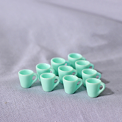 Aguamarina Adornos de taza de té en miniatura de resina, accesorios de casa de muñecas micro jardín paisajístico, simulando decoraciones de utilería, aguamarina, 16x13 mm, 10 PC / sistema.