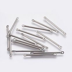 Stainless Steel Color 304 Stainless Steel Links, Strip, Stainless Steel Color, 30x2x1mm, Hole: 1.2mm