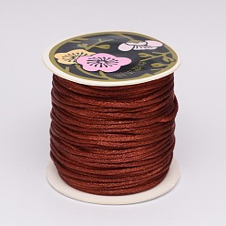 Saddle Brown Nylon Thread, Rattail Satin Cord, Saddle Brown, 1mm, about 87.48 yards(80m)/roll