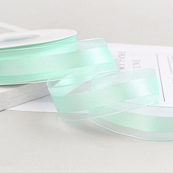 Aquamarine Polyester Organza Ribbons, Garment Accessories, Gift Wrapping Ribbon, Aquamarine, 1 inch(25mm), about 49.21 Yards(45m)/Roll
