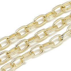 Light Gold Chaînes de câbles en aluminium, doubles maillons, non soudée, Ovale Plat, or et de lumière, 14x8.5x3x1.8mm
