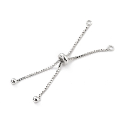 Silver 925 Sterling Silver Box Chain with Stop Beads and Loops, Slider Bracelet Making, for Bracelet Making, Silver, 106mm, Hole: 1.8mm