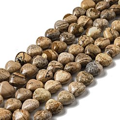 Jaspe Image Image Naturel jaspe perles brins, cœur, 10x10.5~11x6mm, Trou: 1.2mm, Environ 40 pcs/chapelet, 15.35'' (39 cm)