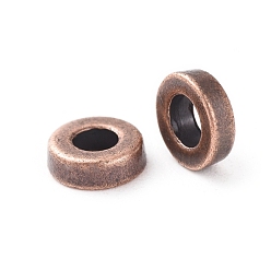Red Copper Tibetan Style Alloy Beads, Cadmium Free & Nickel Free & Lead Free, Donut, Red Copper, 6x2mm, Hole: 2.5mm