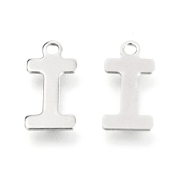 Letter I 201 Stainless Steel Charms, Alphabet, Letter.I, 12x6x0.6mm, Hole: 1.2mm