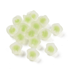 Yellow Green Rubberized Style Transparent Acrylic Beads, Two Tone, Bead in Bead Style, Star, Yellow Green, 17x17.5x14mm, Hole: 2.7mm