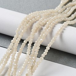 Beige Electroplate Imitation Jade Glass Bead Strands, Full Rainbow Plated, Faceted, Rondelle, Beige, 3x2mm, Hole: 0.5mm, about 147pcs/strand, 13 inch