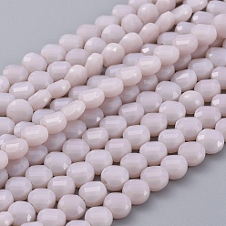 Lavender Blush Glass Beads Strands, Faceted, Flat Round, Lavender Blush, 6x4mm, Hole: 1.2mm, about 98pcs/Strand, 22 inch(53.5cm)