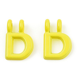 Letter D Rack Plating Spray Painted Alloy 2-Loop Link Pendants, Letter Charms, Lead Free & Nickel Free & Cadmium Free, Letter.D, 13.5x9.5x2mm, Hole: 2mm
