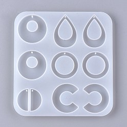 Blanco Moldes de silicona colgante geometría, moldes de resina, para diy resina uv, fabricación de joyas de pendientes de resina epoxi, blanco, 127x120x6 mm