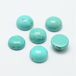 Turquoise Natural Howlite Cabochons, Dyed & Heated, Half Round/Dome, Turquoise, 12x6mm