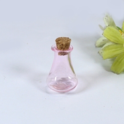 Pink Empty Small Glass Cork Bottles, Wishing Bottle, Pink, 1.6x2.7cm
