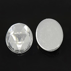 Clear Imitation Taiwan Acrylic Rhinestone Cabochons, Faceted, Flat Back Oval, Clear, 18x13x4mm, about 500pcs/bag