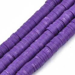 Dark Violet Handmade Polymer Clay Beads Strands, for DIY Jewelry Crafts Supplies, Heishi Beads, Disc/Flat Round, Dark Violet, 6x0.5~1mm, Hole: 1.8mm, about 290~320pcs/strand, 15.75 inch~16.14 inch(40~41cm)