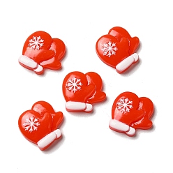 Rouge Cabochons de noël en résine opaque, gants de noël, rouge, 18x19x5mm