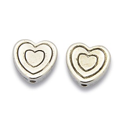 Antique Silver CCB Plastic Beads, Heart, Antique Silver, 11x11x4mm, Hole: 1mm
