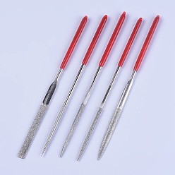 Stainless Steel Color Steel Diamond Files, Graining Burnishing Tools, Stainless Steel Color, 14.2~14.5x0.3~0.6cm, 5pcs/set