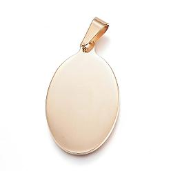 Golden 304 Stainless Steel Pendants, Flat Oval, Stamping Blank Tag, Golden, 38x23x2mm, Hole: 10x5mm