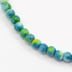 Dodger Blue Synthetic Ocean White Jade Beads Strands, Dyed, Round, Dodger Blue, 6mm, Hole: 1mm, about 66pcs/strand, 15.74 inch