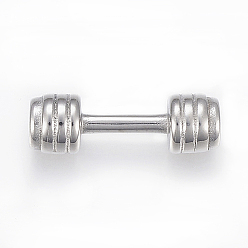 Stainless Steel Color Sports Theme 304 Stainless Steel Links connectors, For Leather Cord Bracelets Making, Dumbbell, Stainless Steel Color, 29.5x9mm, Hole: 6mm