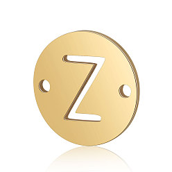 Letter Z Titanium Steel Links connectors, Flat Round with Letter, Golden, Letter.Z, 12x0.8mm, Hole: 0.8mm
