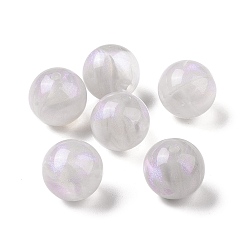 Light Grey Opaque Acrylic Beads, Glitter Beads, Round, Light Grey, 15mm, Hole: 2mm, about 210pcs/500g