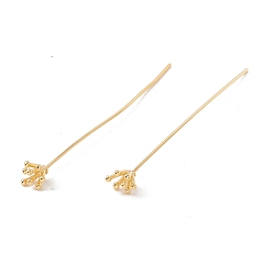 Golden Brass Flower Head Pins, Golden, 49mm, Pin: 21 Gauge(0.7mm), Flower: 6x5mm