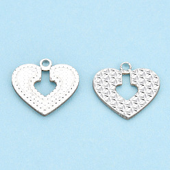 Серебро 925 серебряные шармы, сердце, серебряные, 11.5x12.5x1 мм, отверстие : 1.2 мм