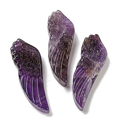 Amethyst Natural Amethyst Pendants, Carved Wing Charms, 56~59x19~22x7~10.5mm, Hole: 1.3mm