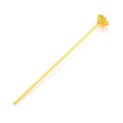 Golden Alloy Hair Stick Findings, Vintage Decorative for Hair Diy Accessory, Flower, Golden, 125x14.5mm, Tray: 11mm, Pin: 2.5mm
