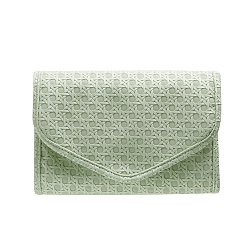 Verde Claro Bolsa de almacenamiento de joyas de cuero pu con tela, Collar, organizador de pendientes bolsa de joyería de alta gama, verde claro, 41x14x1 cm