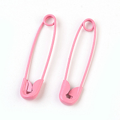 Pink Iron Safety Pins, Pink, 30x7x2mm, Pin: 0.7mm