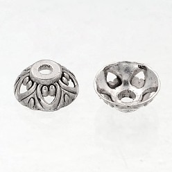 Antique Silver Apetalous Cone Tibetan Silver Bead Caps, Lead Free & Cadmium Free, Antique Silver, about 10mm in diameter, 4mm high, Hole: 2mm