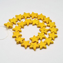 Yellow Dyed Synthetic Turquoise Bead Strands, Star, Yellow, 12x12x5mm, Hole: 1mm, about 42pcs/strand, 15.6 inch