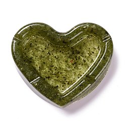 Peridot Resin with Natural Peridot Chip Stones Ashtray, Home OFFice Tabletop Decoration, Heart, 103x121x27mm, Inner Diameter: 96x60mm
