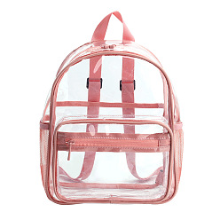 Pink Transparent PVC Backpacks, for Women Girls, Pink, 30x23x14cm