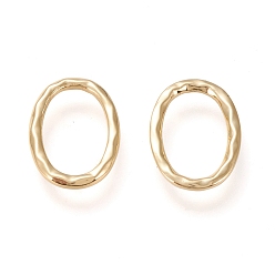 Real 20K Gold Plated Brass Linking Ring, Long-Lasting Plated, Textured, Oval, Real 18K Gold Plated, 15.5x11x1.4mm, Inner Diameter: 12.3x6.6mm