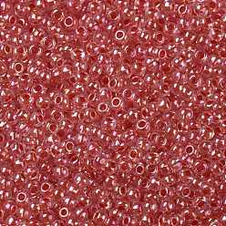 (1845) Red Rose Lined Crystal Rainbow TOHO Round Seed Beads, Japanese Seed Beads, (1845) Red Rose Lined Crystal Rainbow, 11/0, 2.2mm, Hole: 0.8mm, about 5555pcs/50g