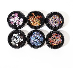 Mixed Color Paper Cabochons, Nail Art Decorations, Lifelike Butterfly, Mixed Color, 4~8x5~10x0.1mm, about 50pcs/box, 6box/set