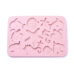 Pink Moules en silicone de qualité alimentaire pour organismes marins, moules de cuisson, pour le chocolat, candy, moules à biscuits, rose, 234x166x7.5mm