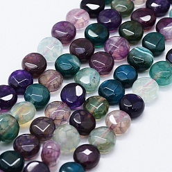 Natural Agate Natural Agate Beads Strands, Dyed, Faceted, Round, 8x4~4.5mm, Hole: 0.5mm, about 47pcs/strand, 14.9 inch